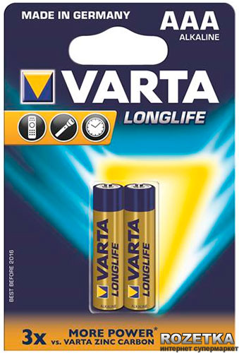 Батарейки VARTA Longlife типа АAА, бл.2 шт